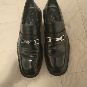 Gucci Shiny Black Leather Slip-Ons
